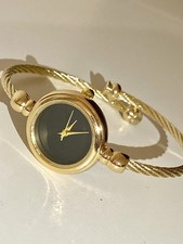 Montre Quartz Acier Doré Torsadé Bracelet Jonc Flexible Neuf Femme