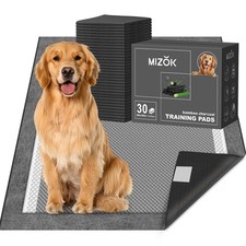 MIZOK Dog Pee Pads Charcoal, 28x30in Large Wee Wee Pads for Dogs, Superior Od...