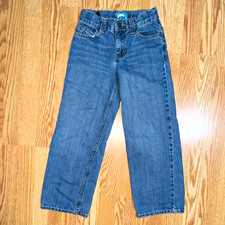 Old Navy Boys Straight Jeans Blue Cotton Denim Medium Wash Size 8 Zip Pockets