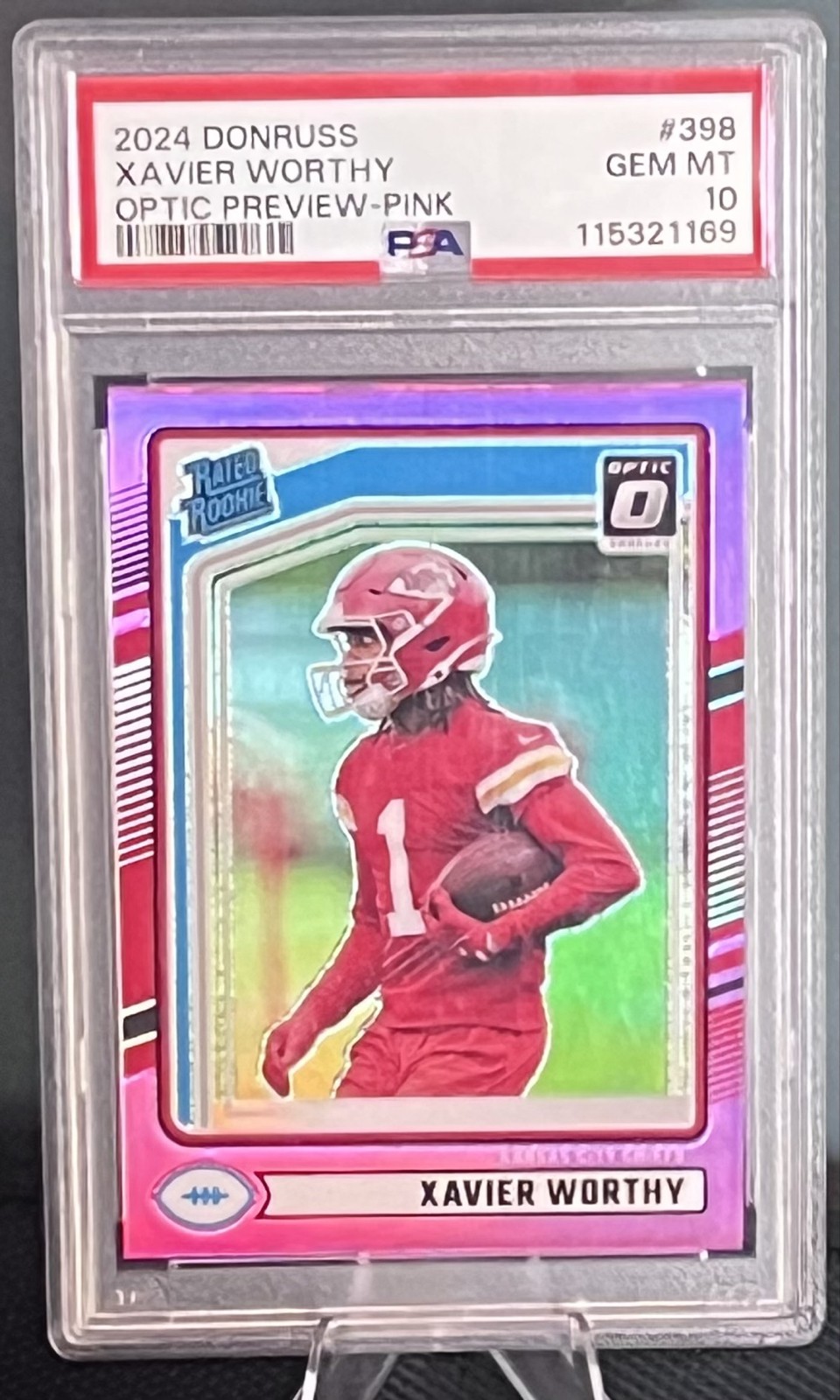 Xavier Worthy Panini Donruss #398 Optic Preview-Pink