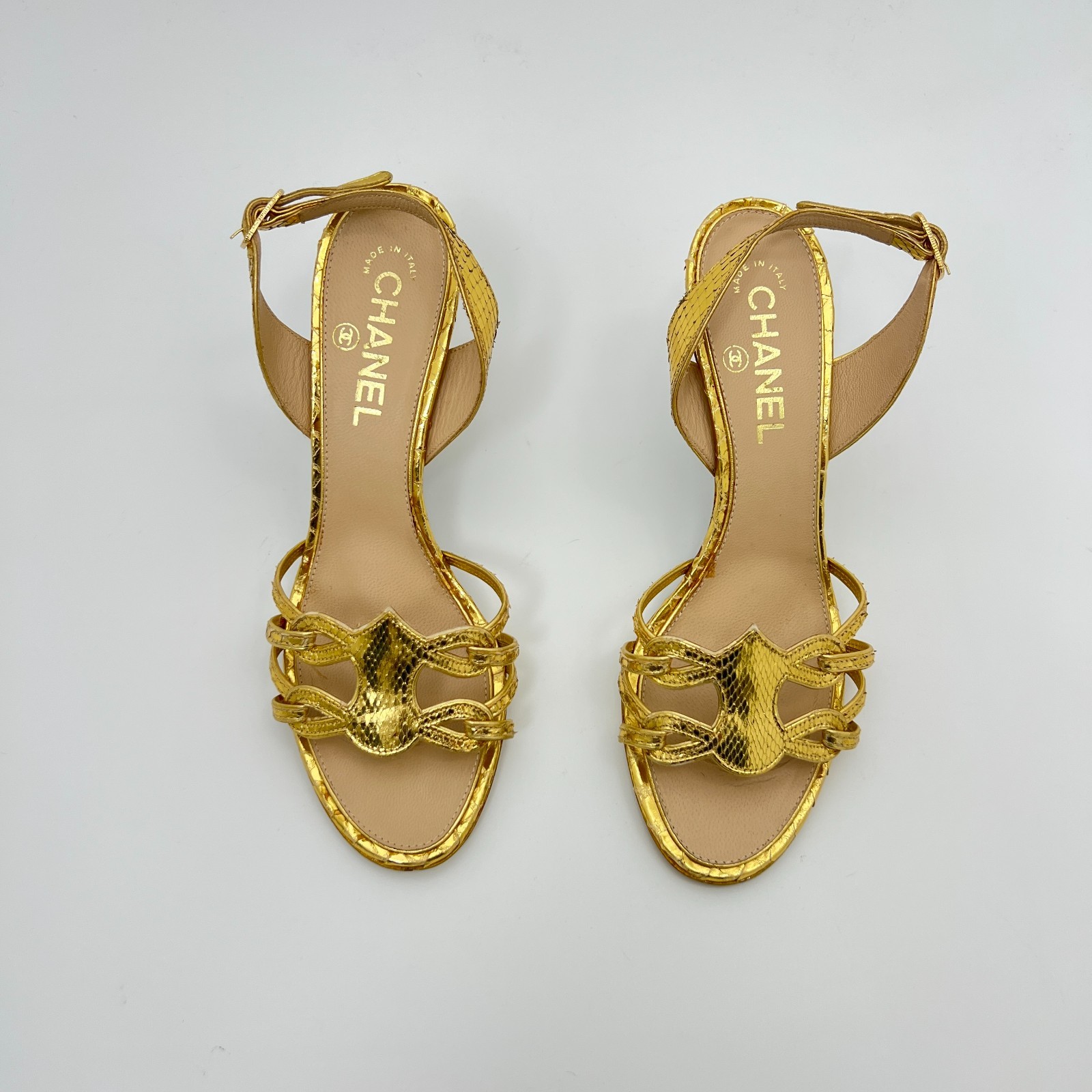 Chanel |Authentic Gold Metallic Snake Leather CC … - image 6