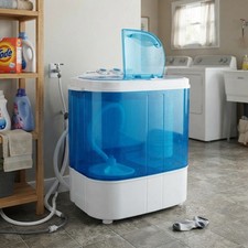 Semi-Automatic Twin Tub Mini Washer with Timers – Ideal for Students & Travelers