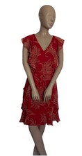 Tommy Hilfiger ruffled Paisley Print chiffon dress size 10, Flutter Sleeves