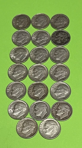 New ListingLot of 20 circulated 90% Silver Roosevelt Dimes-various dates,