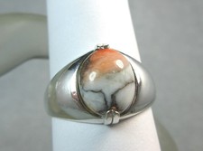 COPPER SPINY ORANGE OYSTER SHELL- 925 Sterling Silver Ring FREE SIZING 8.5 to 11