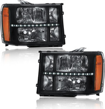 Pair Headlights for 2007-2013 GMC Sierra 1500 2500HD 3500HD Front Lights W/Led B