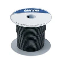 Tinned Copper Wire, 10 AWG (5mm2), Black - 375ft