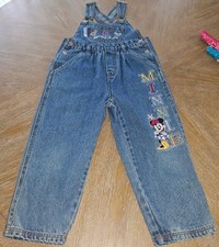 Vintage 1990s Girls Mickey  Co Minnie Mouse Denim Overalls Disney Kids 5