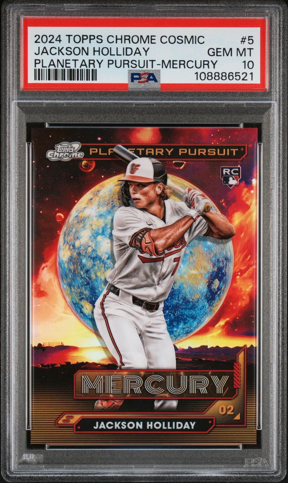 2024 TOPPS CHROME COSMIC PLANETARY PURSUIT MERCURY #5 JACKSON HOLLIDAY PSA 10