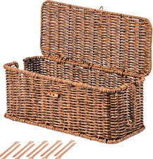 Cable Management Box, Rattan Style Cord Organizer for Desk Cord Hider Outlet Cov