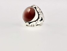 Sterling Silver Ring with Brown Cabochon   Size 7