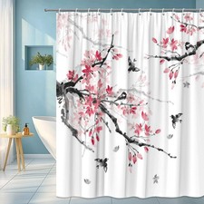 Floral Pink Cherry Blossom Shower Curtain