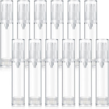12 Pcs Empty Airless Pump Bottle Vacuum Lotion Bottles Refillable Clear Travel