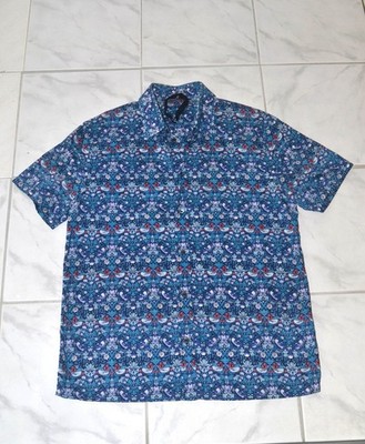 N°21 Mens Shirt Size M Blue Pattern Short Sleeve Made in Italy Cotton Designer