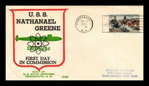 Dr Jim Stamps Naval Cover USS Nathanael Greene SSBN 636 First Day in Commission