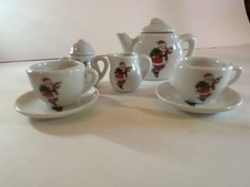 9 Pc Vintage 1987 Christmas Miniature Tea Set Santa Claus B. Shackman  Co. EUC