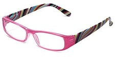 Calabria 734 Reading Glasses w/Wavy Striped Design Matching Case in Pink 2.00