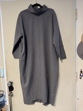 mizuiro ind gray mock funnel neck midi dress in a slouchy, baggy fit