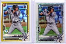* EDDY DIAZ * 2021 1ST BOWMAN GOLD REFRACTOR 1ST EDITION RC # 50 + MOJO RC