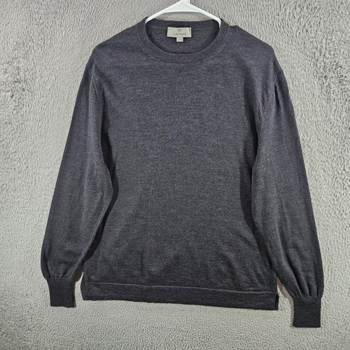 Canali Italy Mens 58 L Extrafine Merino Wool Crewneck Sweater Gray Heathered