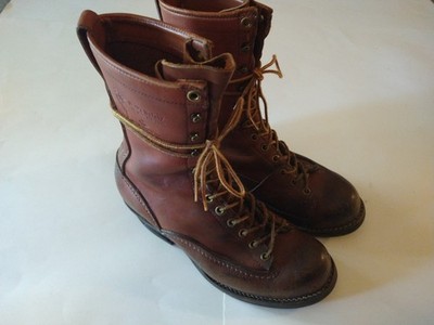 Vintage 1991 Wesco Hall s Safety Boots 8D Soft Toe Brown Steerhide PNW USA Rare