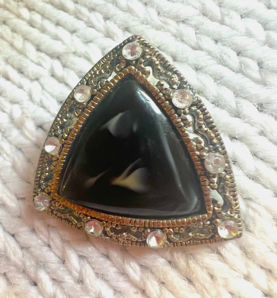 Triangular Bronze-Tone Earrings - image 2