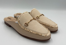 Sam Edelman Linnie Fray Womens 8.5 M Beige Canvas Leather Horsebit Mule 19604M12