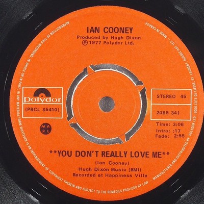 IAN COONEY You Don'T Really Love Me / Think I'M Lonely POLYDOR 2065 341 VG+ 1977