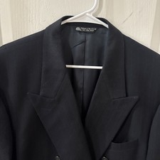Christian Dior Monsieur Wool Suit Jacket Blazer Double Breasted Black Coat