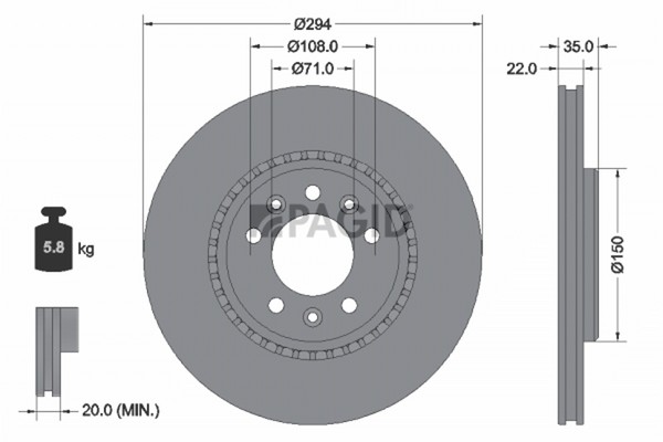 2X Bremsscheibe Pagid 55871NC FüR Opel Vivaro K0 Zafira Life Bus Platform Cabin-image