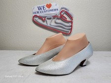 DOLCE By Pierre Women's Silver Glitter Vintage Pumps Size 8 M