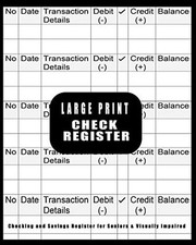Large Print Check Register : Checking and Savings Register for Seniors Visuall