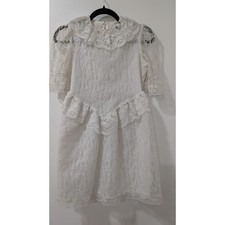 Vintage Hi-Girls Inc White Floral Lace Ruffle Dress Size 10 Girls White 316510-B