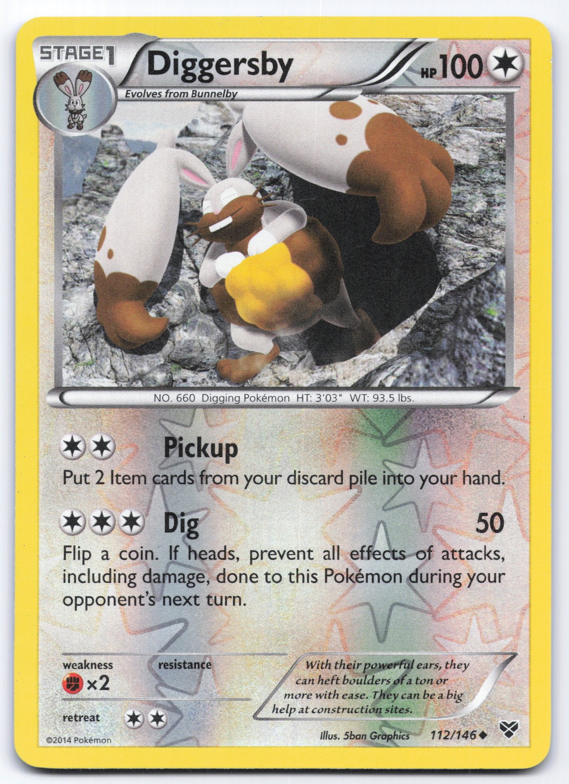 Diggersby 112/146 XY Base Set Holo Uncommon Pokemon Card LP