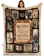 Reading Fleece Blanket Gift for Book Lovers Bookaholic Personalized Gift