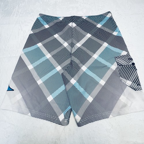 Hurley Shorts Mens Tagged 38 Waist Black Blue Gray White Plaid Drawstring - Picture 7 of 11