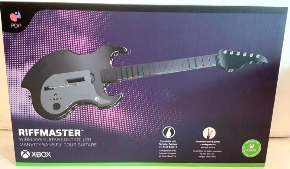 NEW Xbox One X/S Wireless Black RIFFMASTER GUITAR + ROCK BAND 4 GAME Bundle Set - Image 2 of 4