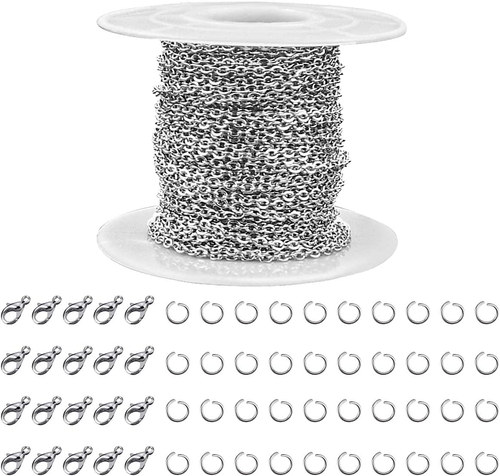 33 Feet Stainless Steel Jewelry Chains for Jewelry Making Silver Chain Roll with