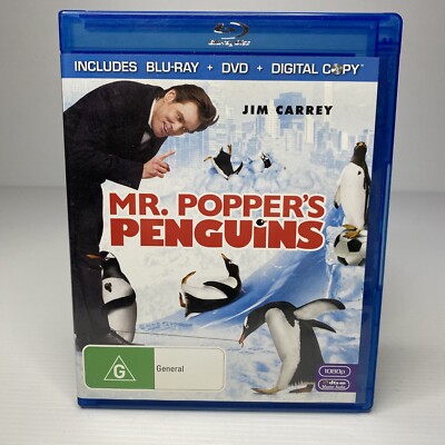 Mr Popper's Penguins (Blu-Ray, 2011) Region 4 VGC Jim Carrey
