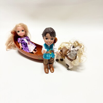 Disney Tangled Princess Rapunzel Petite Flynn Rider Mini Toddler Doll Maximus J3