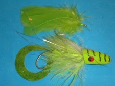 FLY FISHING FLIES - Chartreuse CONVERTIBLE DIVER / SLIDER size #1/0 (1 pack)