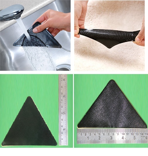 Tapis Antidérapant Réutilisable - Poignées Et Pinces Pour Coins - Noir - Caoutchouc