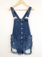 Tinseltown Denim Couture Women s Distressed Jean Overalls Shorts Large MSRP 44