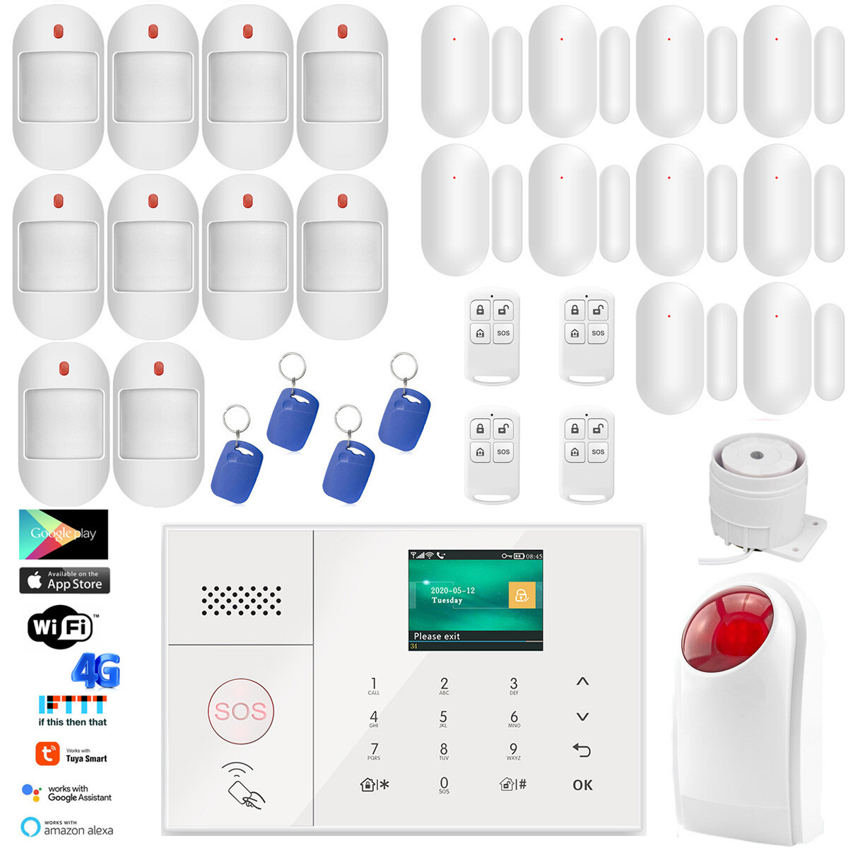 X61 WIFI 4G Internet TUYA APP Sistema de alarma antirrobo de seguridad para el hogar inalámbrico con cable