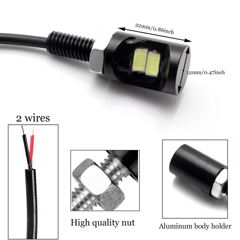 2x License Plate Light Tag Screw Bolt Lamp 12V White LED Bulb for Car Motorcycle - Image 4 of 4