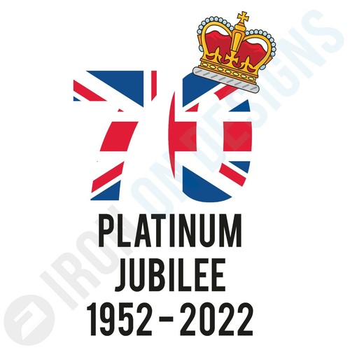 QUEEN'S 70TH PLATINUM JUBILEE LOGO DESIGN IRON ON TSHIRT TRANSFERS