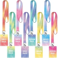8 Sets Hall Lanyards Passes Classrooms Passes Set Unbreakable Classroom Passe...