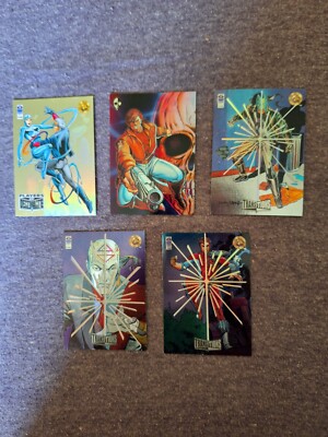 5 Valiant Cominc Holographic Transitions Collector Cards - In Great Shape