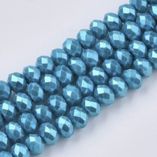 50 Blue Rondelle Beads Glass Crystal Faceted 6x5mm Jewelry Supplies BULK
