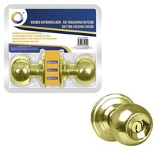 Door Knob Handle Entrance Lock Locking Key Steel Bathroom Bedroom + 3 Keys